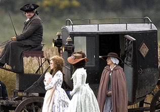 Keira Knightley and her boyfriend Rupert Friend, on the film set of The Duchess